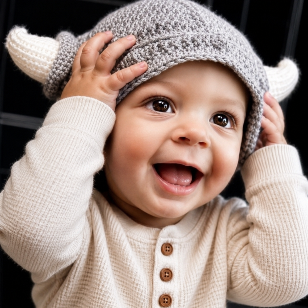 Stickad Vikingamössa för Baby & Småbarn – Mjuk & Varm