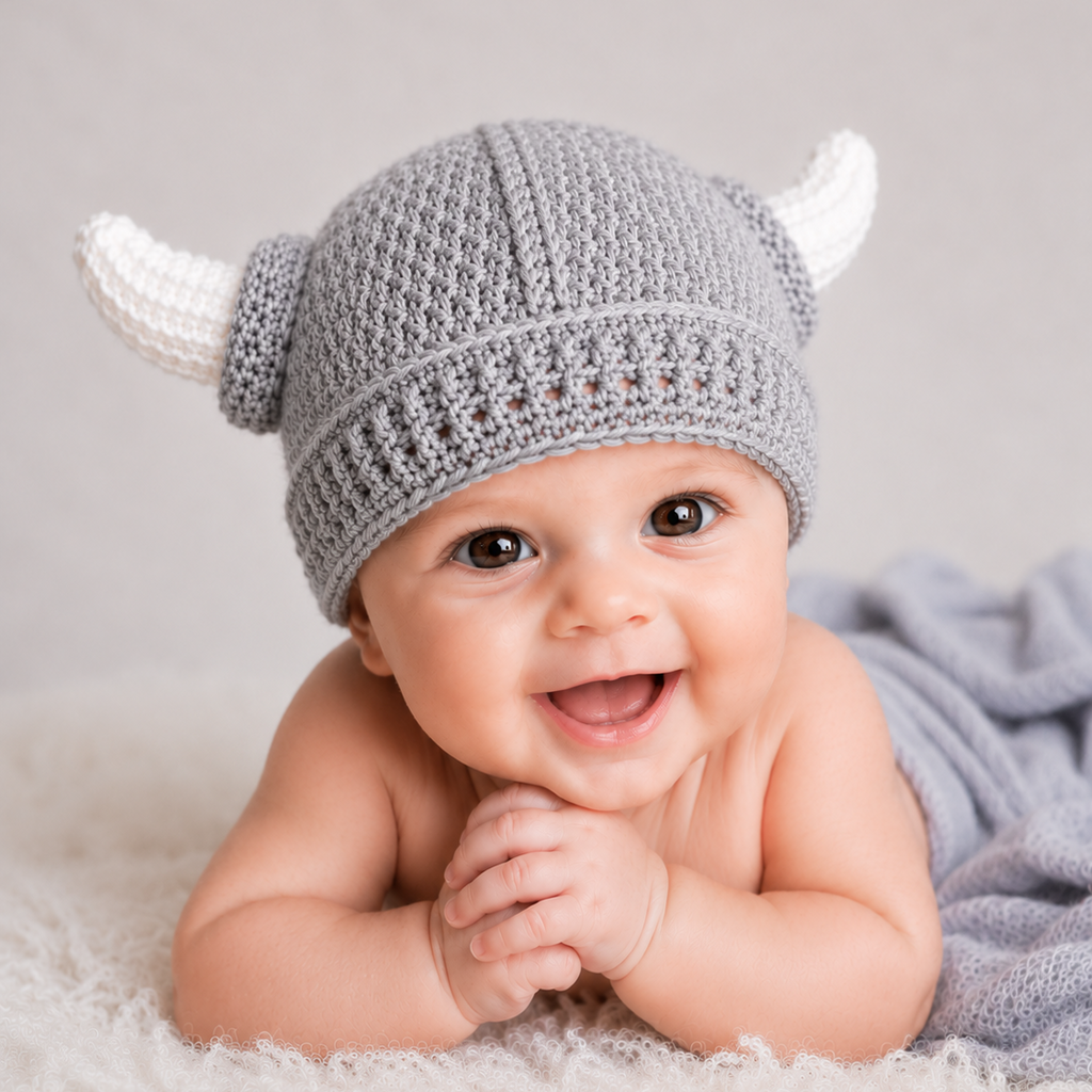 Stickad Vikingamössa för Baby & Småbarn – Mjuk & Varm