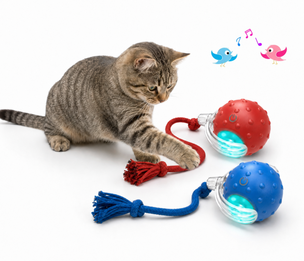 Interaktiv självrullande katt & hundleksaksboll